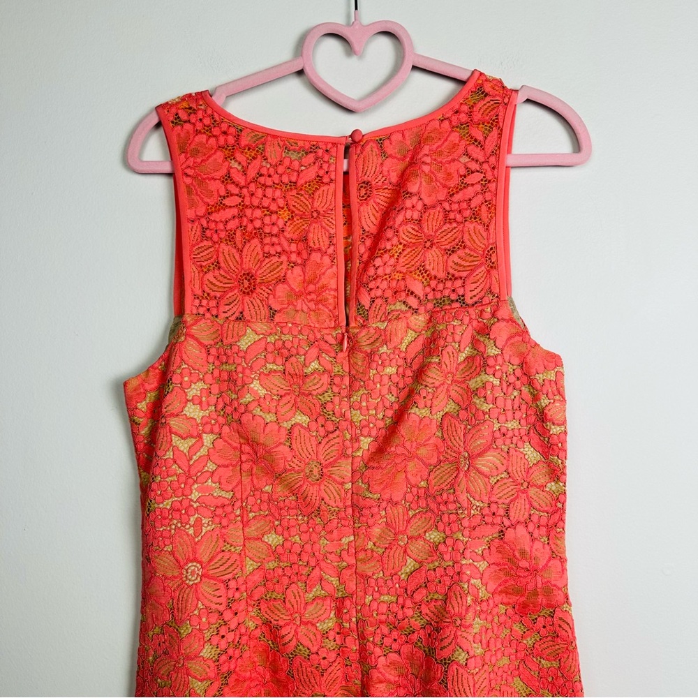 Trina Turk NWT Coral Floral Lace Mini Cocktail Dress Size 8 - Picture 5 of 11
